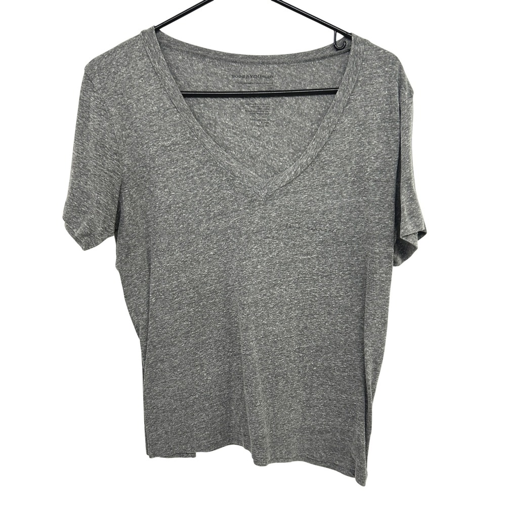 good hYOUman V-Neck Short Sleeve Tee Medium Grey Heather Athleisure Loungewear